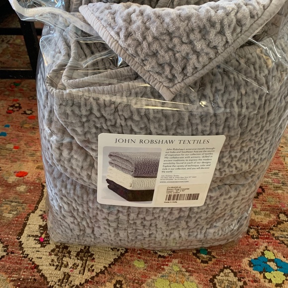 John Robshaw Bedding John Robshaw Bahari Gray Cotton Coverlet
